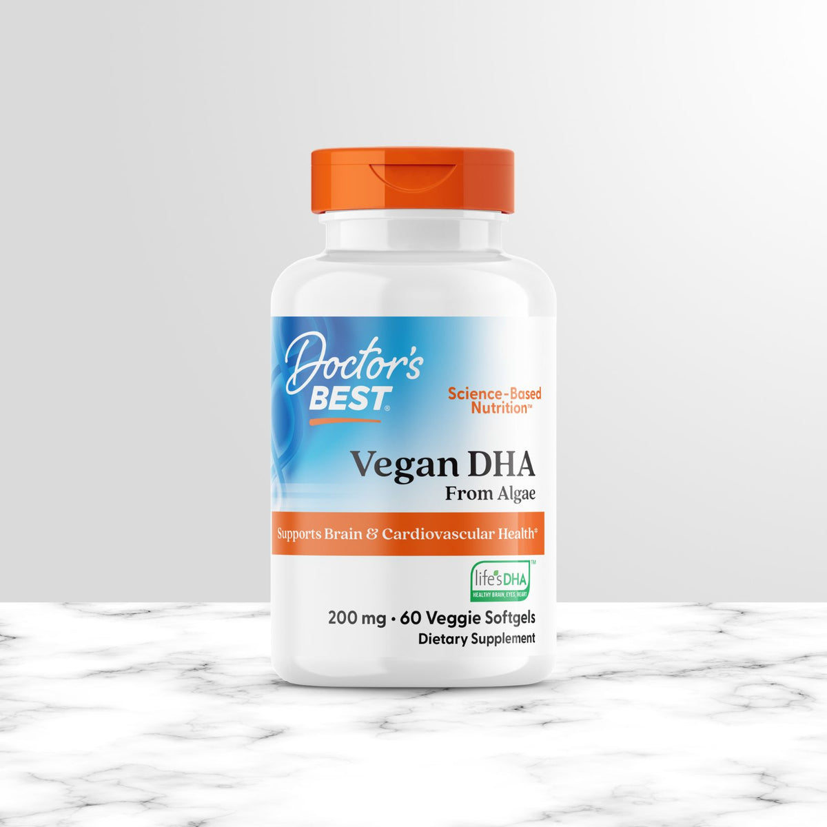 Doctor's Best Vegan DHA from Algae with Life's DHA, 200 mg, 60 Veggie Softgels