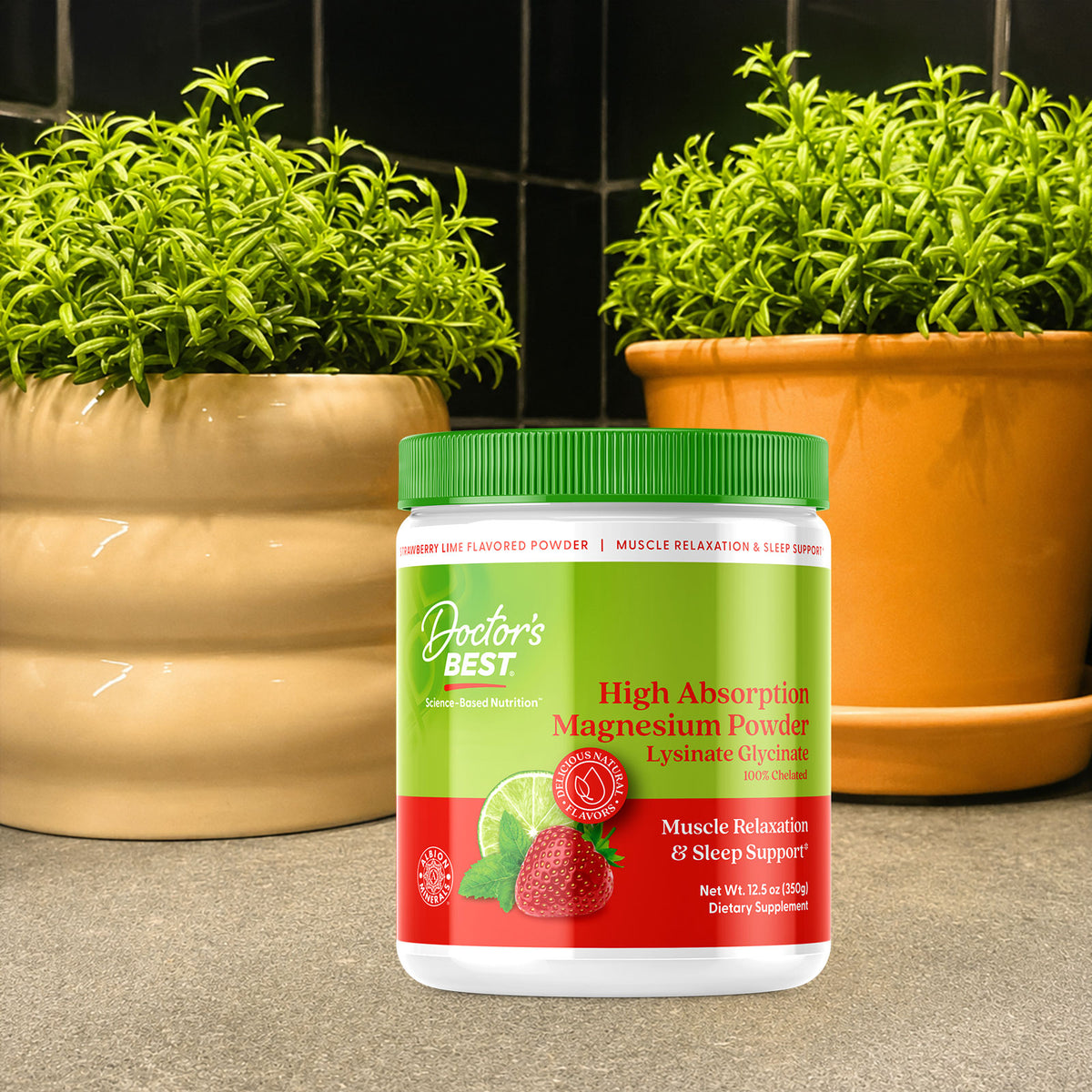 Doctor's Best High Absorption Magnesium Powder, Strawberry Lime, 12.5 oz (350 g)