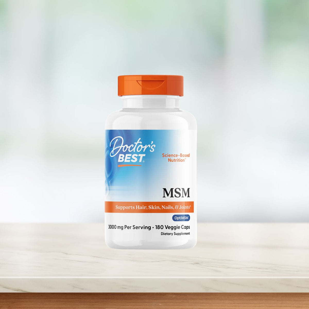 Doctor's Best MSM with OptiMSM, 3,000 mg Per Serving, 180 Capsules