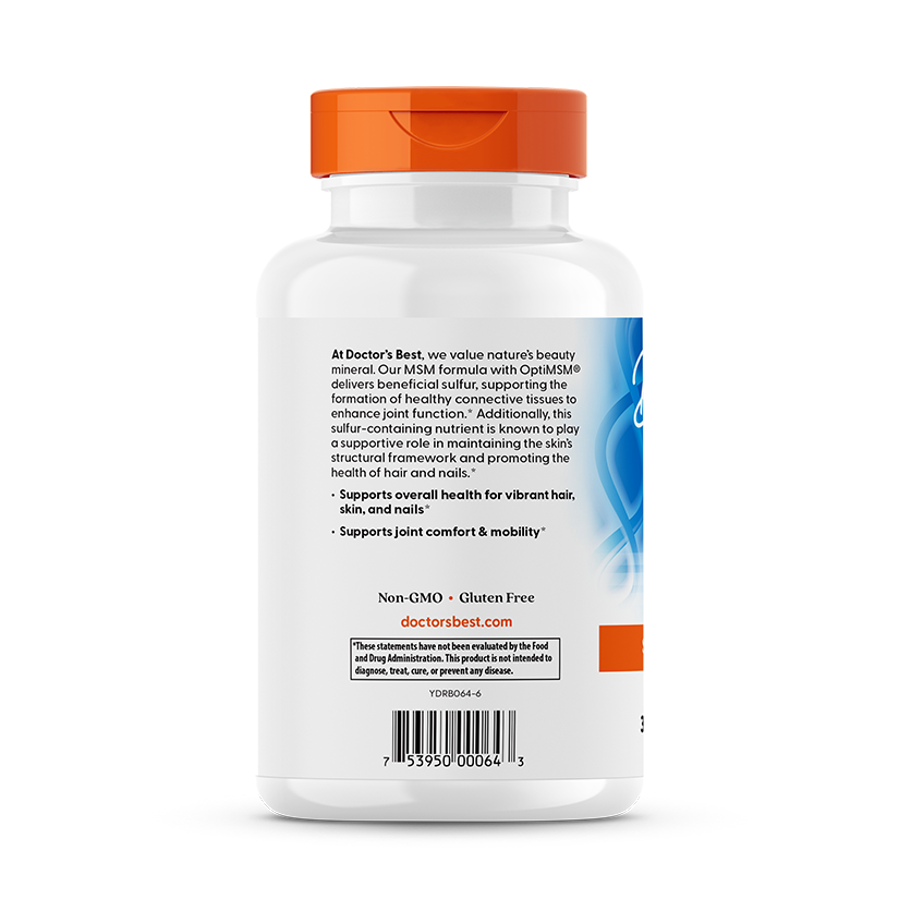 Doctor's Best MSM with OptiMSM, 3,000 mg Per Serving, 180 Capsules