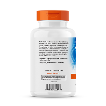Doctor's Best MSM with OptiMSM, 3,000 mg Per Serving, 180 Capsules