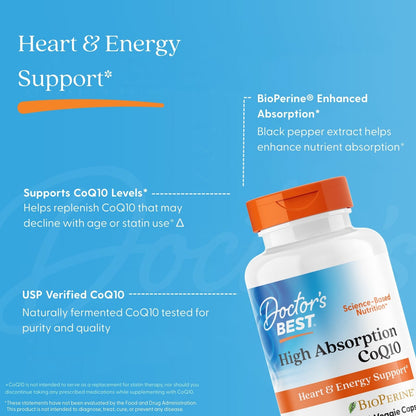 Doctor's Best High Absorption CoQ10 with BioPerine, 100 mg, 60 Veggie Caps
