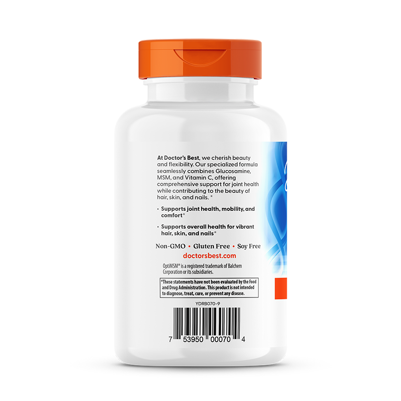 Doctor's Best Synergistic Glucosamine MSM Formula with OptiMSM, 180 Capsules