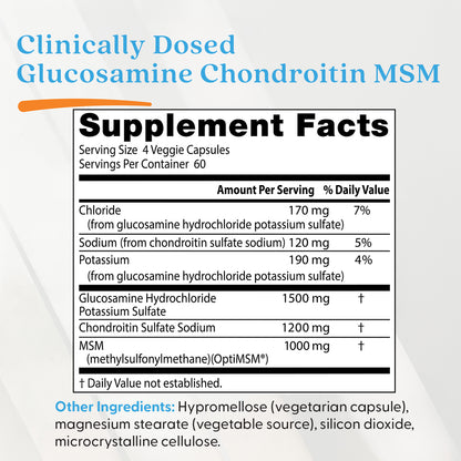 Doctor's Best Glucosamine Chondroitin MSM with OptiMSM, 240 Veggie Caps