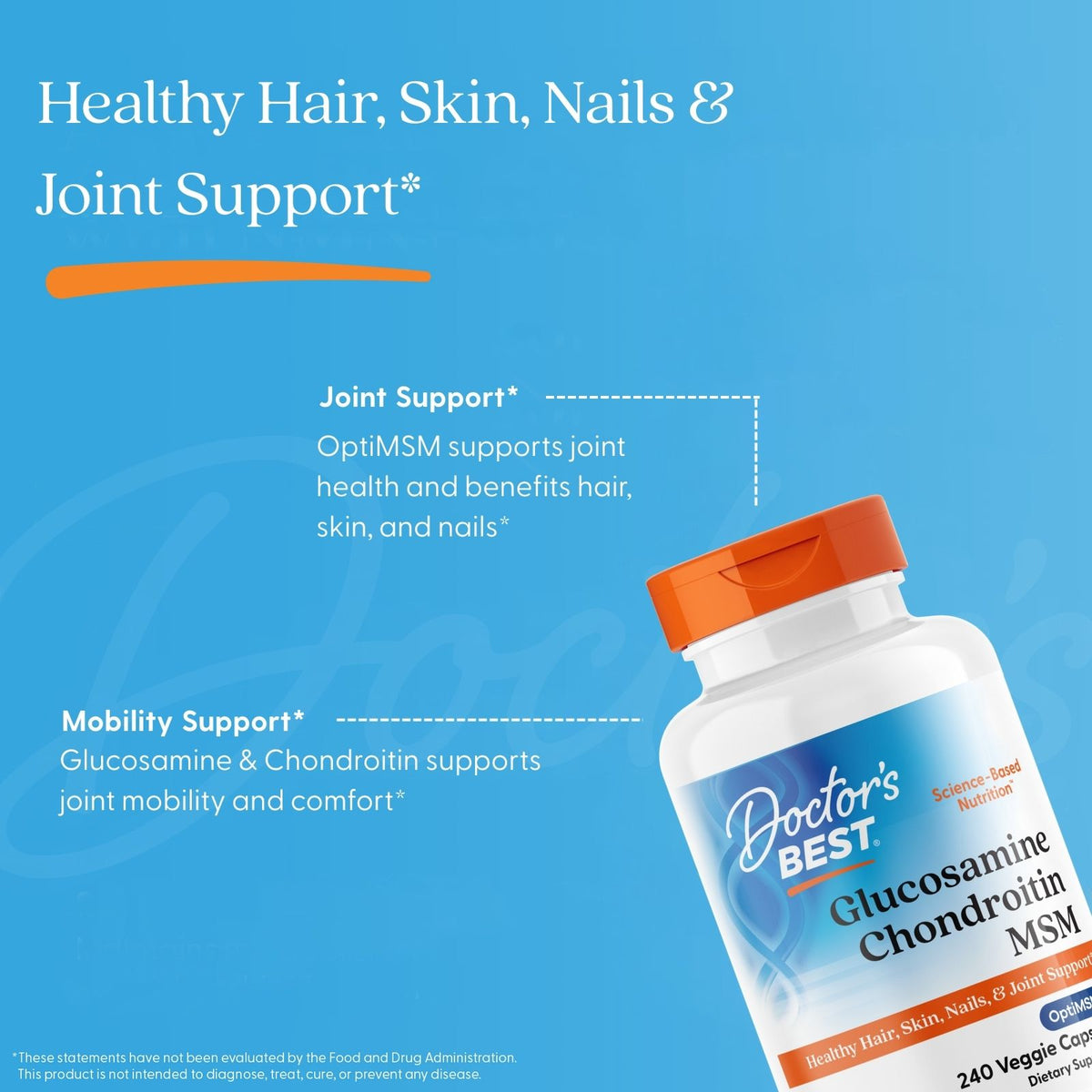 Doctor's Best Glucosamine Chondroitin MSM with OptiMSM, 240 Veggie Caps
