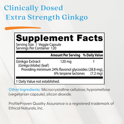 Doctor's Best Extra Strength Ginkgo, 120 mg, 120 Veggie Caps