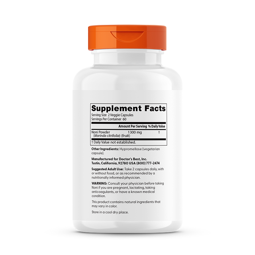 Doctor's Best Noni Fruit Powder, 1300 mg Per Serving, 120 Veggie Caps