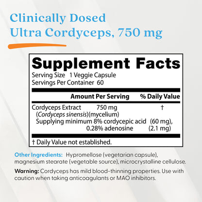 Doctor's Best Ultra Cordyceps, 750 mg, 60 Veggie Caps