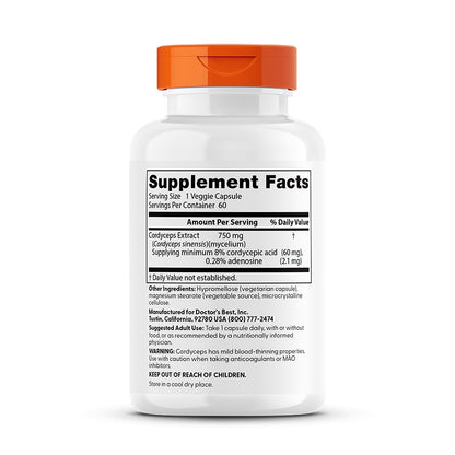 Doctor's Best Ultra Cordyceps, 750 mg, 60 Veggie Caps