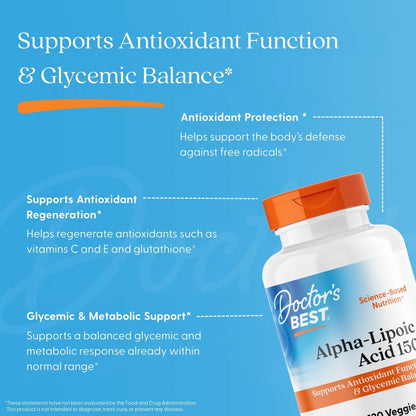 Doctor's Best Alpha-Lipoic Acid, 150 mg, 120 Veggie Caps
