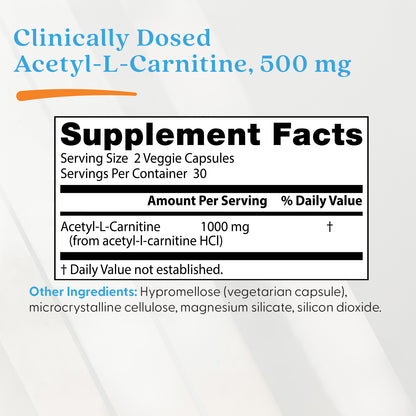 Doctor's Best Acetyl-L-Carnitine, 500 mg, 60 Veggie Caps