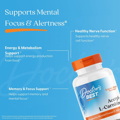 Doctor's Best Acetyl-L-Carnitine, 500 mg, 60 Veggie Caps