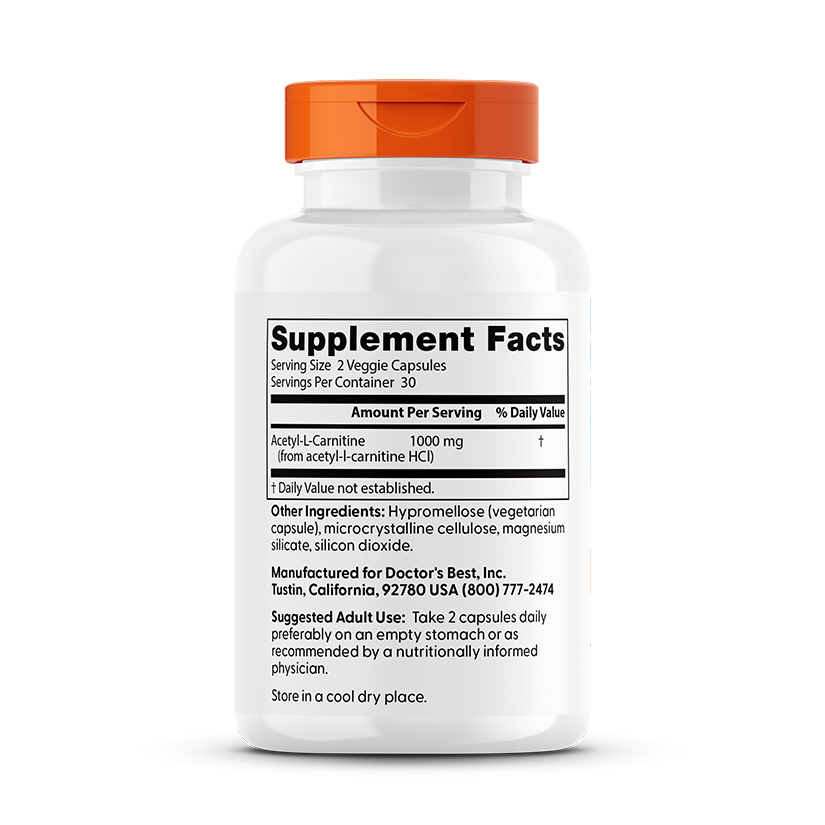Doctor's Best Acetyl-L-Carnitine, 500 mg, 60 Veggie Caps