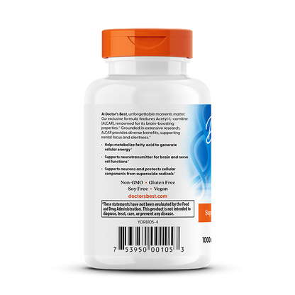 Doctor's Best Acetyl-L-Carnitine, 500 mg, 60 Veggie Caps