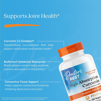 Doctor's Best High Absorption Curcumin, 1000 mg Per Serving, 120 Capsules