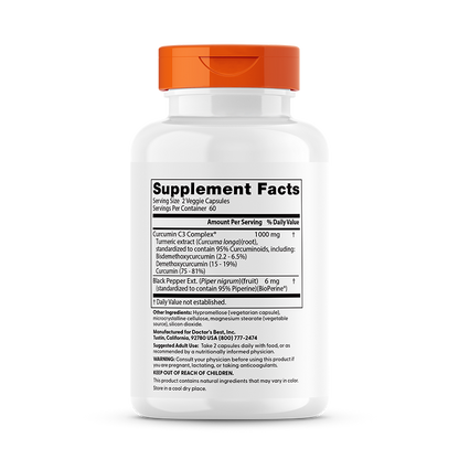 Doctor's Best High Absorption Curcumin, 1000 mg Per Serving, 120 Capsules
