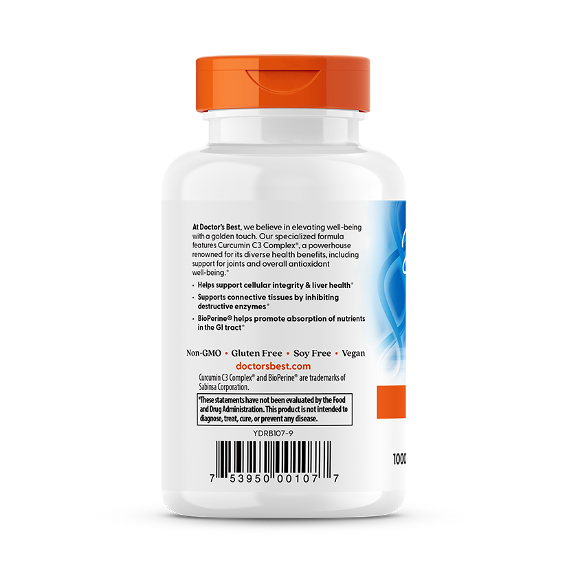 Doctor's Best High Absorption Curcumin, 1000 mg Per Serving, 120 Capsules