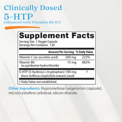 Doctor's Best 5-HTP, Enhanced with Vitamins B6 & C, 120 Veggie Caps