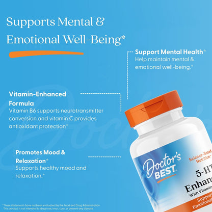 Doctor's Best 5-HTP, Enhanced with Vitamins B6 & C, 120 Veggie Caps