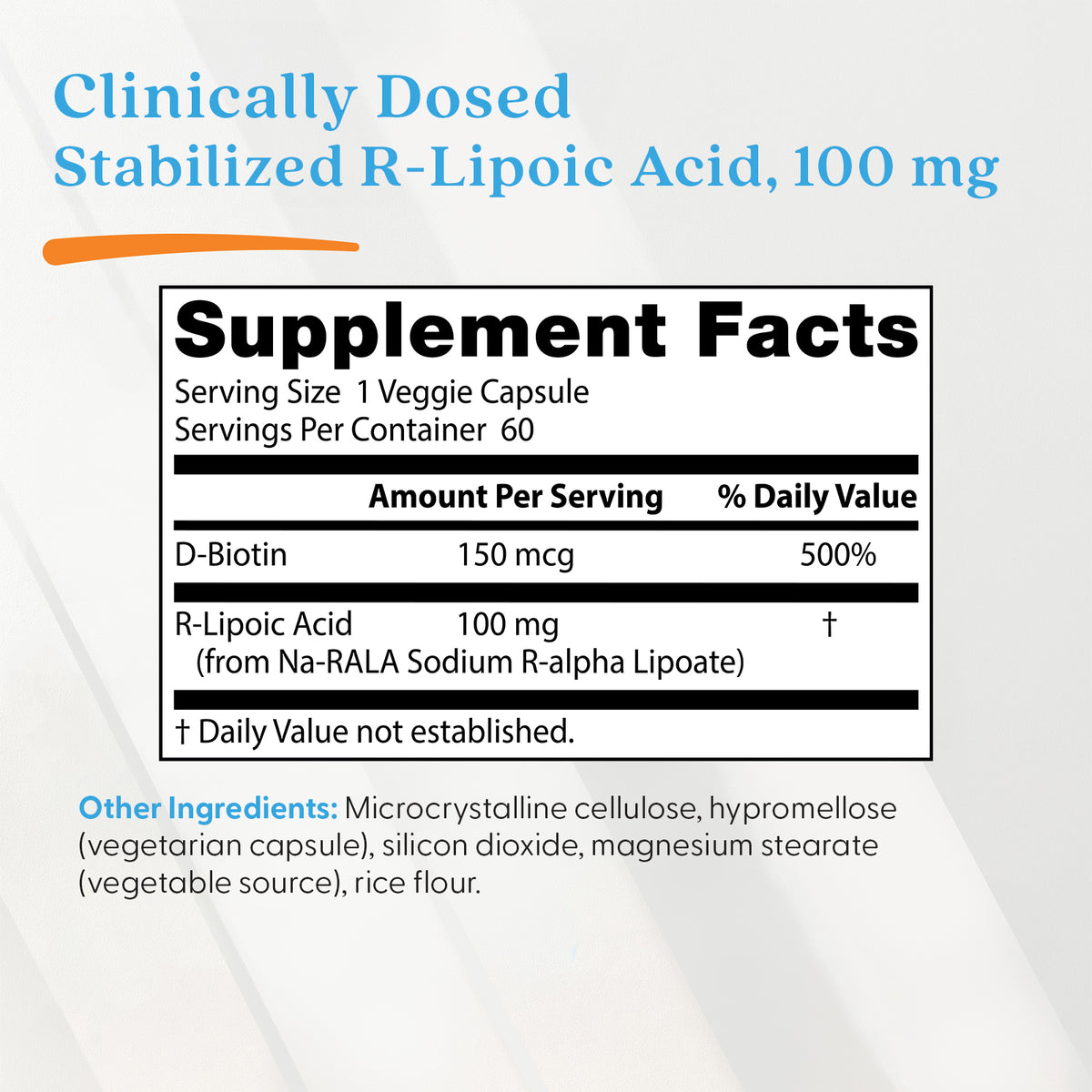 Doctor's Best Stabilized R-Lipoic Acid, 100 mg, 60 Veggie Caps
