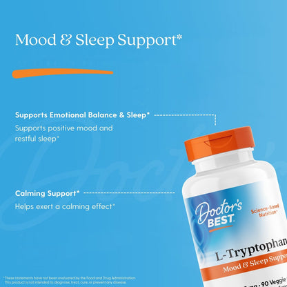 Doctor's Best L-Tryptophan, 500 mg, 90 Veggie Caps