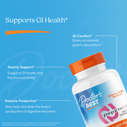 Doctor's Best PepZin GI, Zinc-L-Carnosine Complex, 120 Veggie Caps