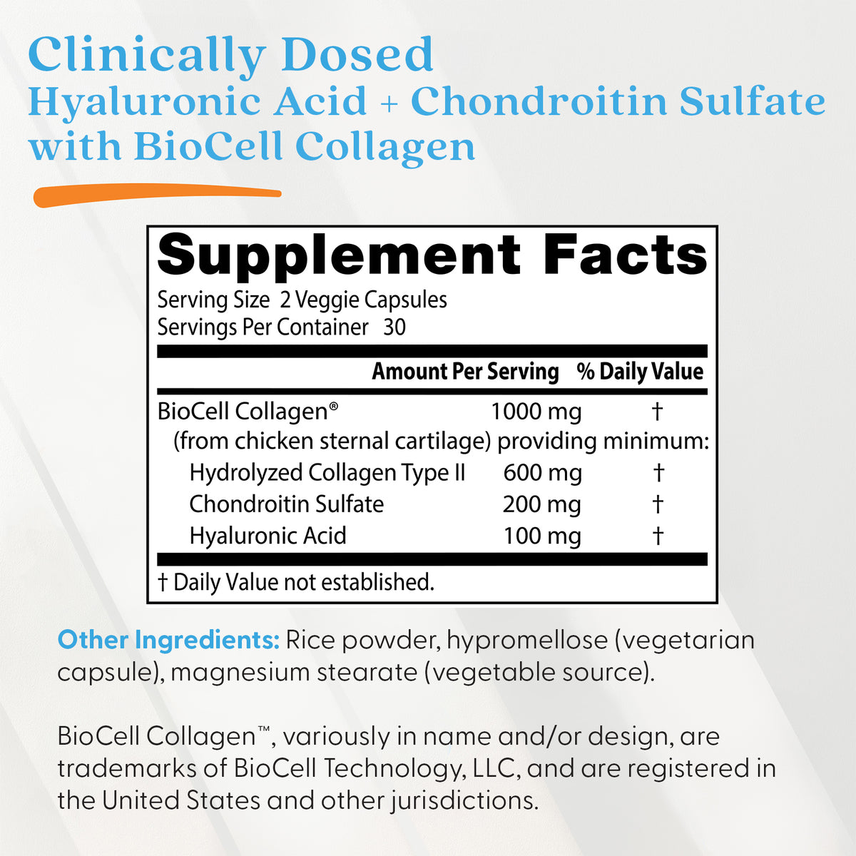 Doctor's Best Hyaluronic Acid + Chondroitin Sulfate with BioCell Collagen, 60 Veggie Caps