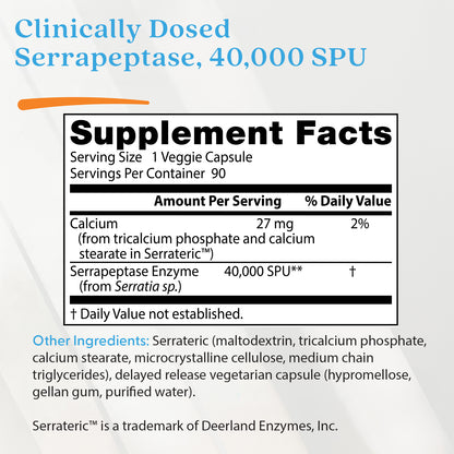 Doctor's Best Serrapeptase, 40,000 SPU, 90 Veggie Caps