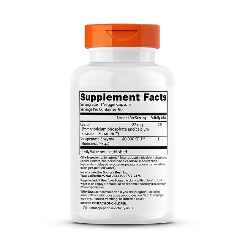 Doctor's Best Serrapeptase, 40,000 SPU, 90 Veggie Caps