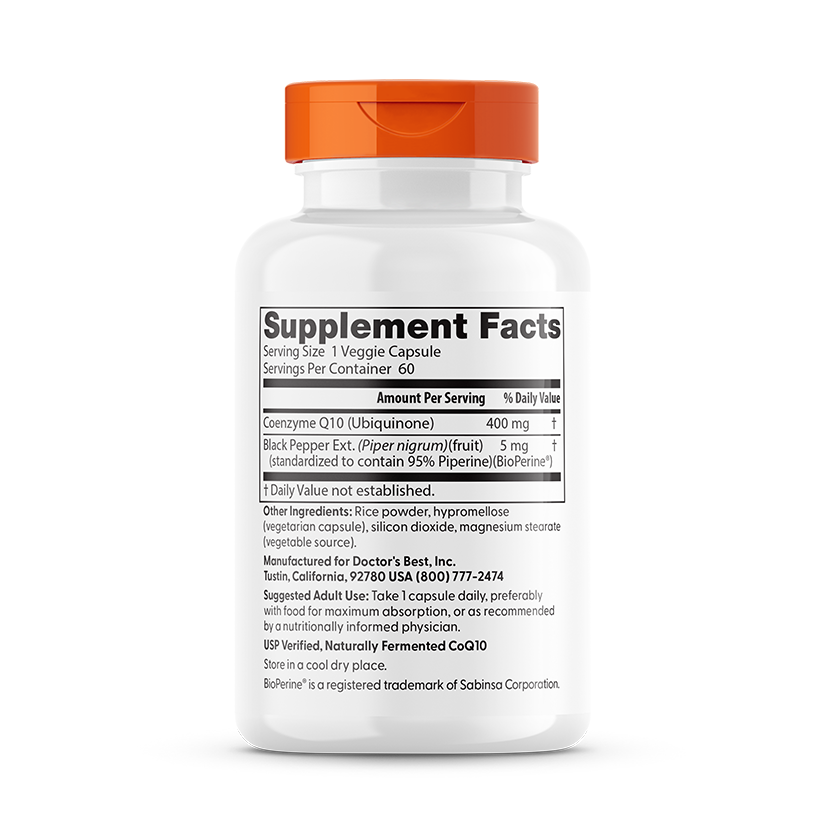 Doctor's Best High Absorption CoQ10 with BioPerine, 400 mg, 60 Veggie Caps