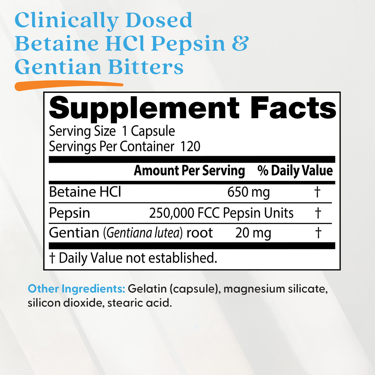 Doctor's Best Betaine HCl Pepsin & Gentian Bitters, 120 Capsules