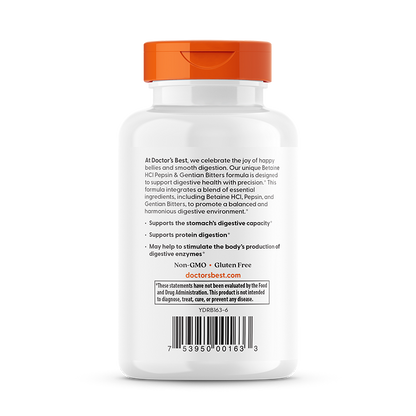 Doctor's Best Betaine HCl Pepsin & Gentian Bitters, 120 Capsules