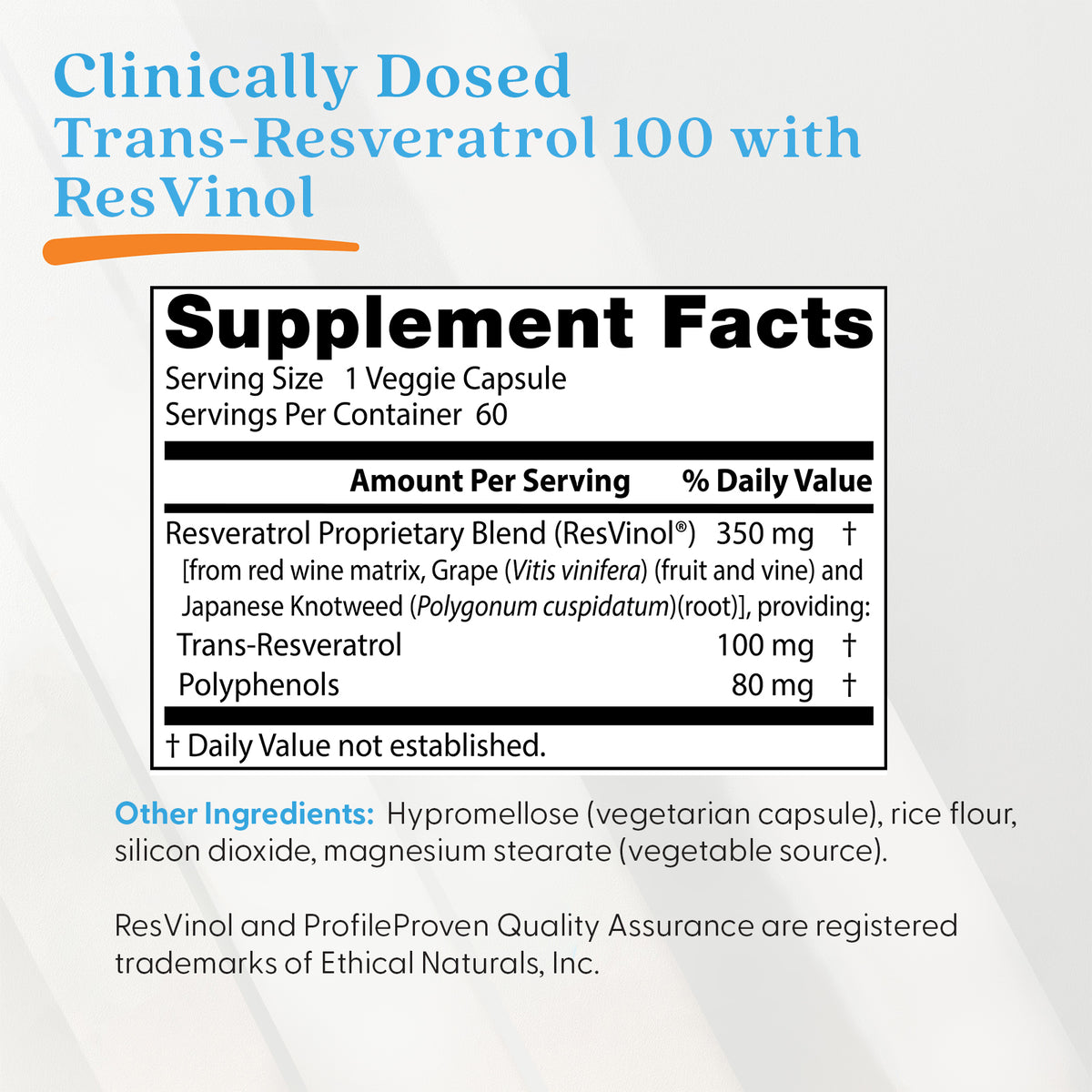 Doctor's Best Trans-Resveratrol 100 with ResVinol, 100 mg, 60 Veggie Caps