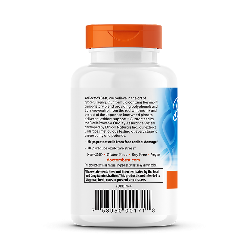 Doctor's Best Trans-Resveratrol 100 with ResVinol, 100 mg, 60 Veggie Caps