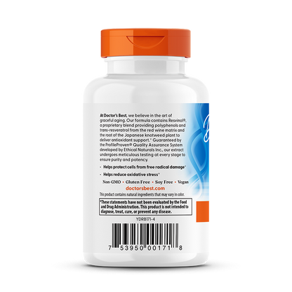 Doctor's Best Trans-Resveratrol 100 with ResVinol, 100 mg, 60 Veggie Caps