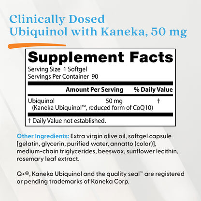 Doctor's Best Ubiquinol with Kaneka, 50 mg, 90 Softgels