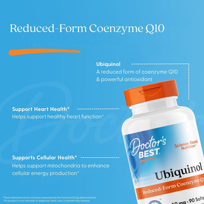 Doctor's Best Ubiquinol with Kaneka, 50 mg, 90 Softgels