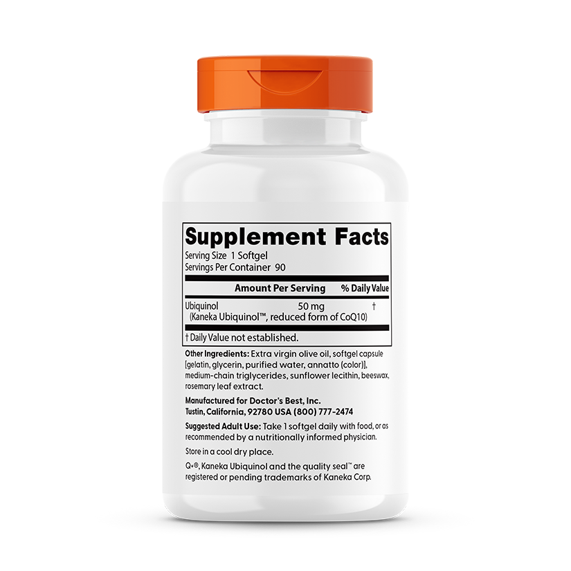 Doctor's Best Ubiquinol with Kaneka, 50 mg, 90 Softgels