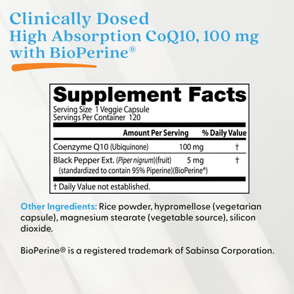 Doctor's Best High Absorption CoQ10 with BioPerine, 100 mg, 120 Veggie Caps