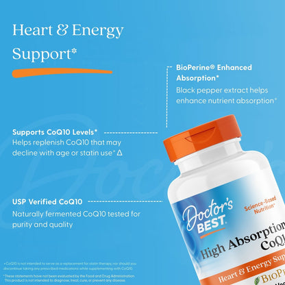 Doctor's Best High Absorption CoQ10 with BioPerine, 100 mg, 120 Veggie Caps