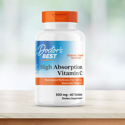 Doctor's Best High Absorption Vitamin C with PureWay-C, 500 mg, 60 Tablets