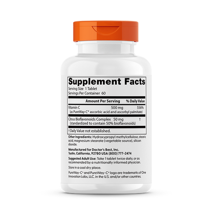 Doctor's Best High Absorption Vitamin C with PureWay-C, 500 mg, 60 Tablets