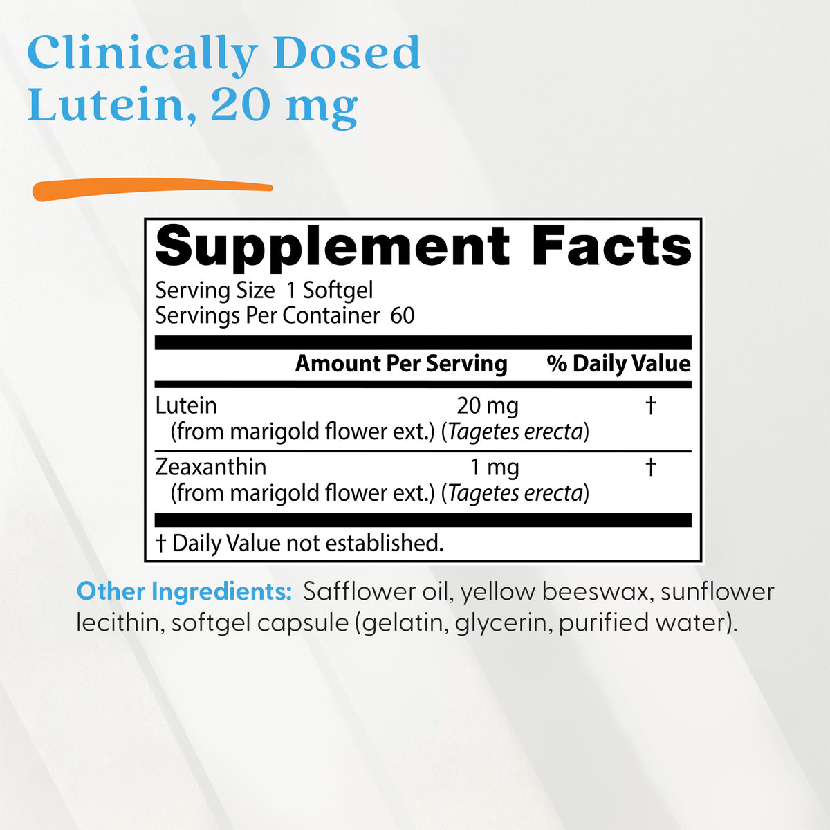 Doctor's Best Lutein, 20 mg, 60 Softgels