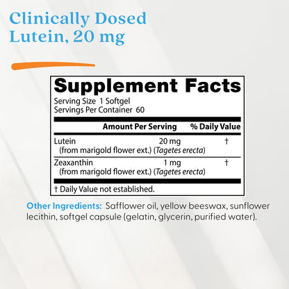 Doctor's Best Lutein, 20 mg, 60 Softgels