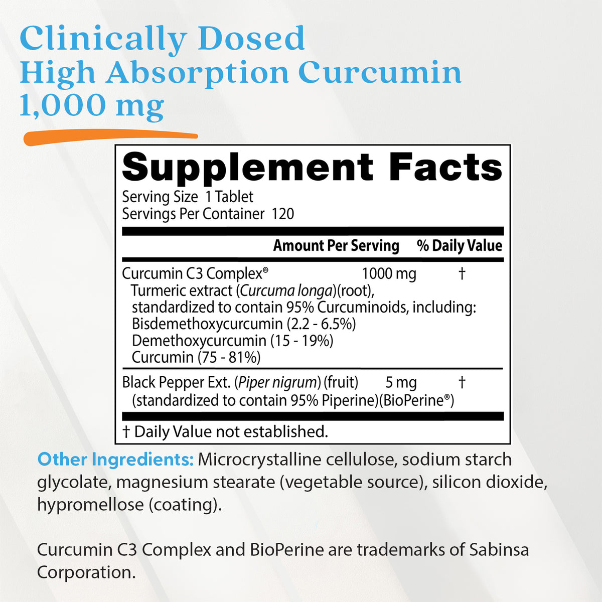 Doctor's Best High Absorption Curcumin, 1,000 mg, 120 Tablets