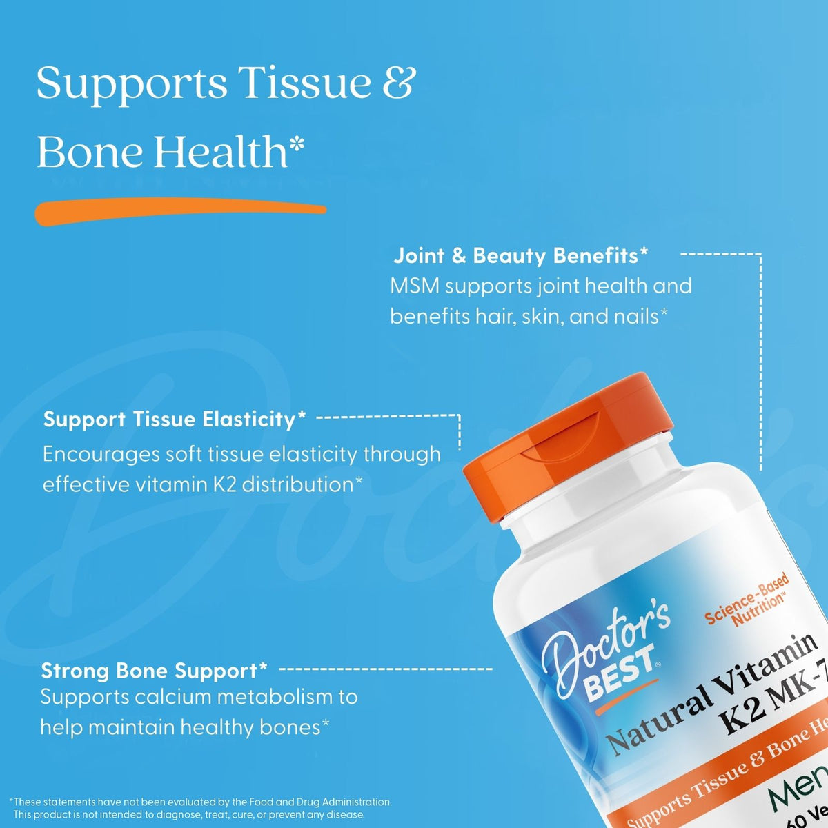 Doctor's Best Natural Vitamin K2 MK-7 with MenaQ7, 45 mcg, 60 Veggie Caps
