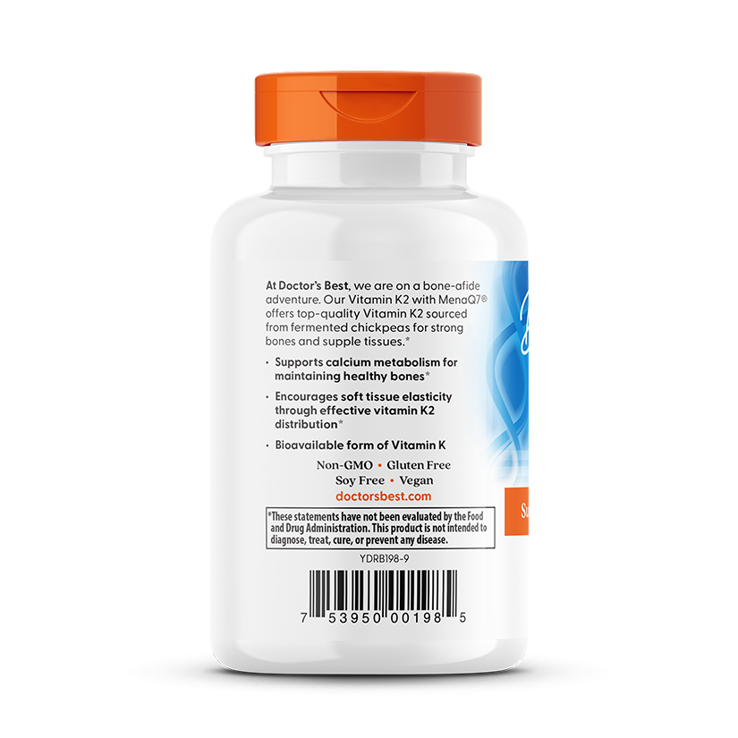 Doctor's Best Natural Vitamin K2 MK-7 with MenaQ7, 45 mcg, 60 Veggie Caps