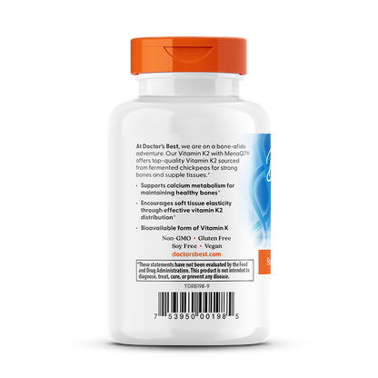Doctor's Best Natural Vitamin K2 MK-7 with MenaQ7, 45 mcg, 60 Veggie Caps