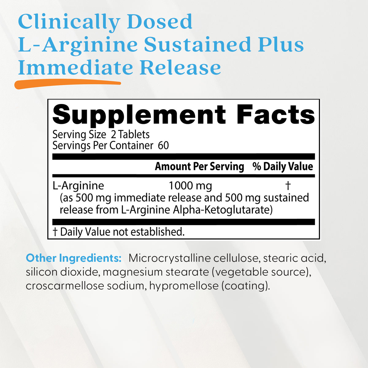 Doctor's Best L-Arginine Sustained Plus Immediate Release, 1000 mg Per Serving, 120 Bilayer Tablets