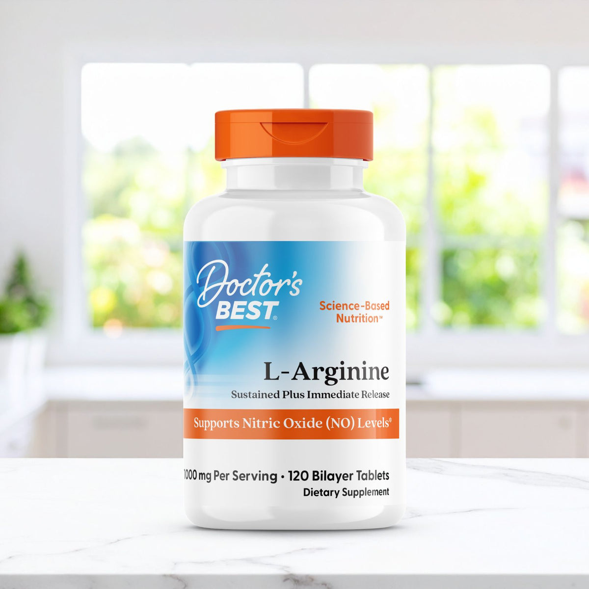 Doctor's Best L-Arginine Sustained Plus Immediate Release, 1000 mg Per Serving, 120 Bilayer Tablets